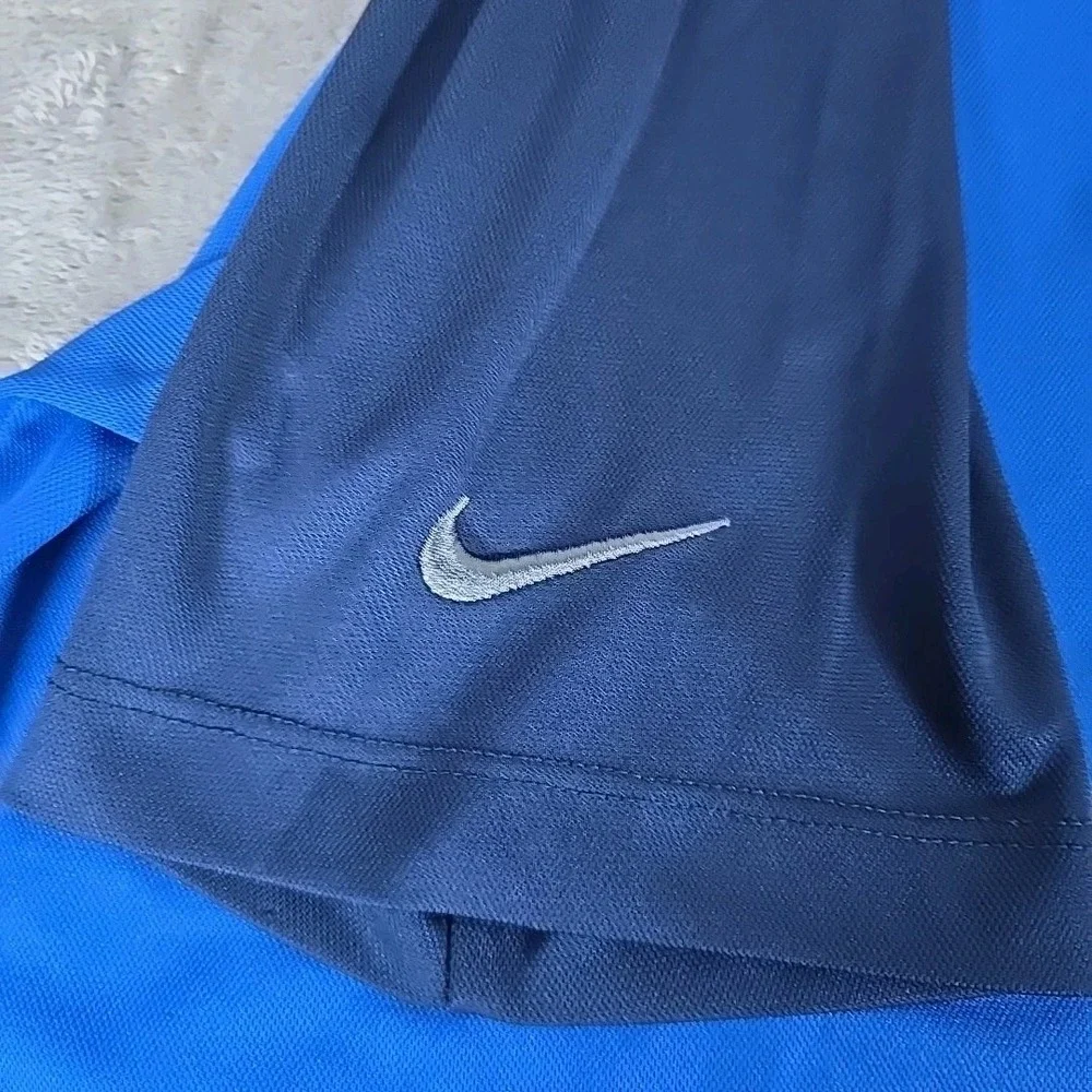 Nike Shirt Mens Medium Blue Raglan Polo‎ Short Sleeve Outdoors Dri-Fit Casual